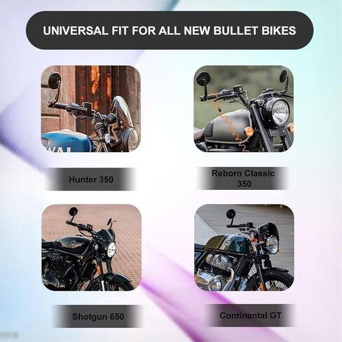 Round Rear View Side Handle Bar End Mirror Convex Glass Compatible with Royal-Enfield Classic Reborn 350 Interceptor 650 Meteor 350 Hunter 350 Himalayan Super Meteor 650 (2018-23 Model) in Saudi Arabia