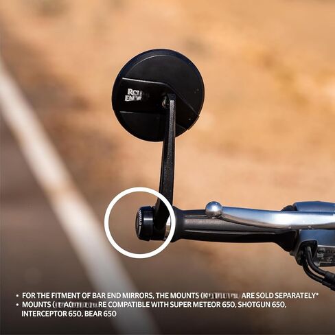 Round Rear View Side Handle Bar End Mirror Convex Glass Compatible with Royal-Enfield Classic Reborn 350 Interceptor 650 Meteor 350 Hunter 350 Himalayan Super Meteor 650 (2018-23 Model) in Saudi Arabia