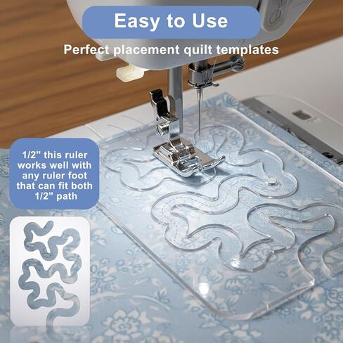Meander Quilting Template, Acrylic Ruler for Motion Quilting, Transparent Stencil Guide for Domestic & Industrial Sewing Machines in Saudi Arabia