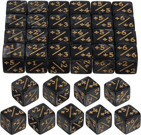 30Pcs Token Dice Counters D6 Plus Dice Set Acrylic Board Game Accessory Compatible with MTG TCG Card Games and Education Accessories (Black) in Kuwait