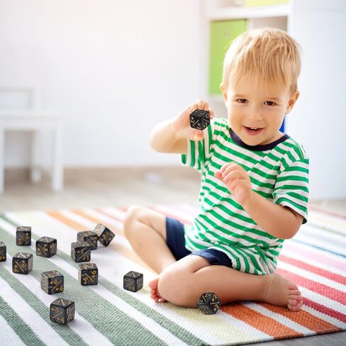 30Pcs Token Dice Counters D6 Plus Dice Set Acrylic Board Game Accessory Compatible with MTG TCG Card Games and Education Accessories (Black) in Kuwait