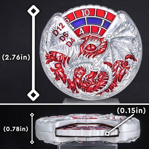 OUKELANWO Dragon 7 in 1 Spinner D&D Dice, Dungeon DND Dice Set with Gift Box, Cool Roulette Metal Dice for Role Playing Game, Dark Red in Kuwait
