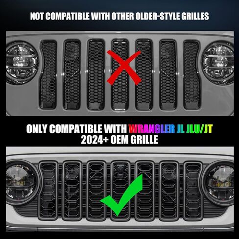 RGB LED Grille Lights Compatible with 2024 2025 Jeep Wrangler JL JLU Gladiator JT, 5PCS Color-Changing Front Grill Lights, APP Control, Music Sync, IP68 Waterproof, Easy Plug & Play Install in Kuwait