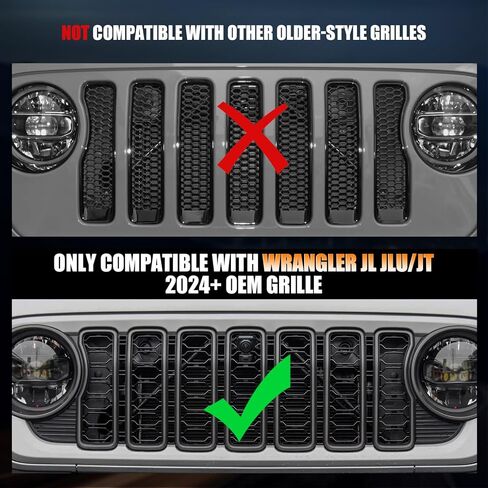 مصابيح شبكية LED RGB متوافقة مع 2024 2025 Jeep Wrangler JL JLU Gladiator JT، 5 قطع من مصابيح الشواية الأمامية المتغيرة الألوان، التحكم في التطبيق، مزامنة الموسيقى، مقاومة للماء IP68، تركيب سهل التوصيل والتشغيل in Saudi Arabia