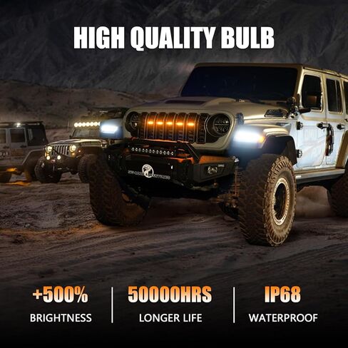 مصابيح شبكية LED RGB متوافقة مع 2024 2025 Jeep Wrangler JL JLU Gladiator JT، 5 قطع من مصابيح الشواية الأمامية المتغيرة الألوان، التحكم في التطبيق، مزامنة الموسيقى، مقاومة للماء IP68، تركيب سهل التوصيل والتشغيل in Saudi Arabia