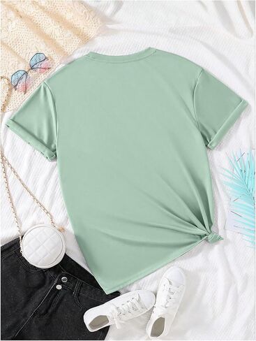 SOLY HUX Girl's T Shirts Short Sleeve Cute Graphic Tees Crewneck Cartoon Cat Print Summer Tops in Kuwait
