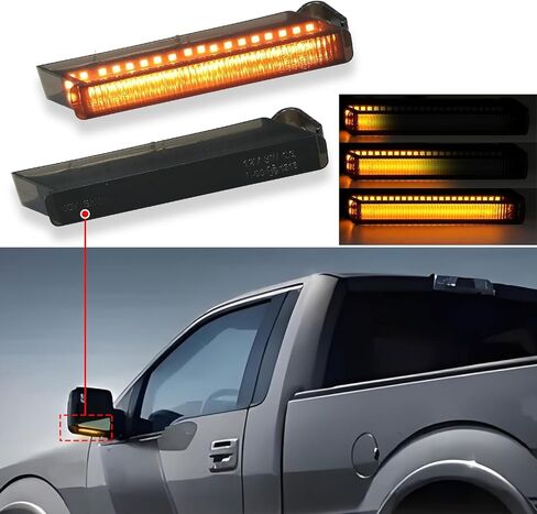 2 PCS LED Sequential Mirror Turn Signal Light Assembly Compatible with 2009 2010 2011 2012 2013 2014 Ford F150, For 2010-2014 Ford Raptor, Smoked Lens Amber Lights, Driver and Passenger Side in Saudi Arabia