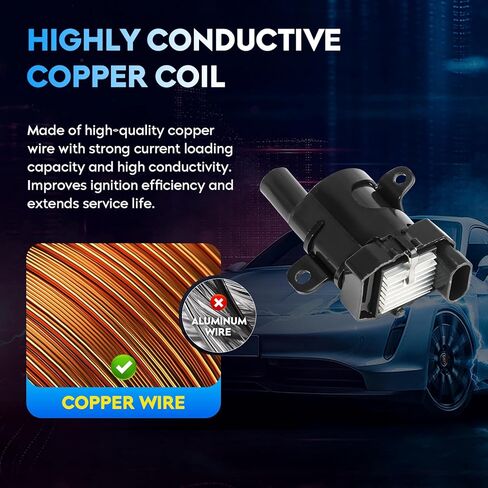 حزمة ملف الإشعال + شمعات الإشعال إيريديوم + سلك لبويك رينييه كاديلاك إسكاليد تشيفي أفالانش 1500 إكسبريس وسيلفرادو 1500 2500 3500 SSR سوبربان تاهو جي إم سي سافانا 2500 3500، UF262 C1251 in Kuwait