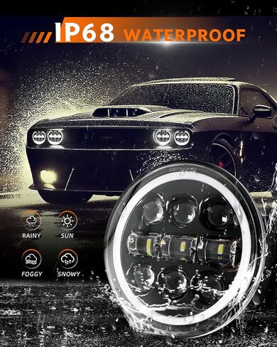5 3/4 5.75 Inch LED Headlights 12V/24V Universal Daylight with Round Angel Eyes High/Low Switching 4 Light Modes LED Headlights with White Amber DRL for Motorcycle Car ATV UTV Truck Pickup 4PCS in Saudi Arabia