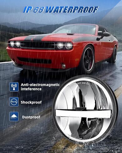 5 3/4 5.75 بوصة مصابيح LED أمامية 12 فولت/24 فولت ضوء نهاري عالمي مع عيون ملائكة مستديرة عالية/منخفضة التبديل 4 أوضاع إضاءة LED مع كهرمان أبيض DRL للدراجات النارية والسيارات ATV UTV شاحنة بيك اب 4 قطع in Kuwait