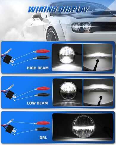 5 3/4 5.75 بوصة مصابيح LED أمامية 12 فولت/24 فولت ضوء نهاري عالمي مع عيون ملائكة مستديرة عالية/منخفضة التبديل 4 أوضاع إضاءة LED مع كهرمان أبيض DRL للدراجات النارية والسيارات ATV UTV شاحنة بيك اب 4 قطع in Kuwait