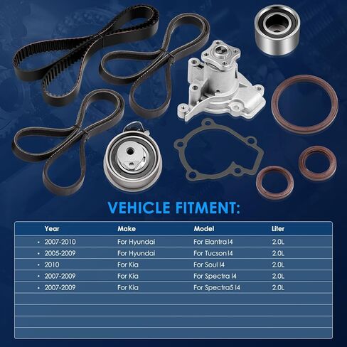 ECCPP مؤقت اشتعال طقم مضخة مياه مناسب لـ 2007-2010 لشركة Hyundai Elantra 2005-2009 لشركة Hyundai Tucson 2010 لكيا سول 2007-2009 لكيا سبكترا 2007-2009 لكيا Spectra5 in Saudi Arabia