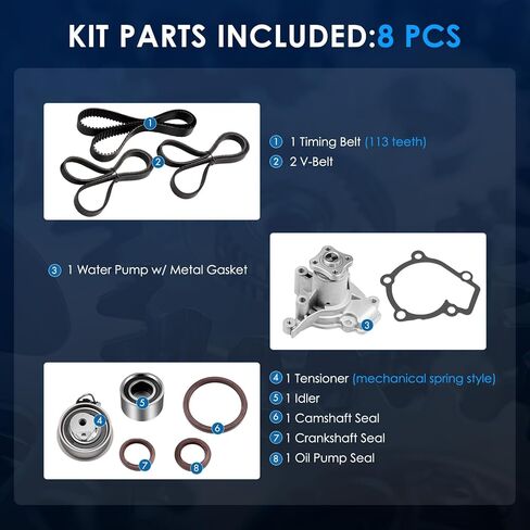 ECCPP مؤقت اشتعال طقم مضخة مياه مناسب لـ 2007-2010 لشركة Hyundai Elantra 2005-2009 لشركة Hyundai Tucson 2010 لكيا سول 2007-2009 لكيا سبكترا 2007-2009 لكيا Spectra5 in Saudi Arabia