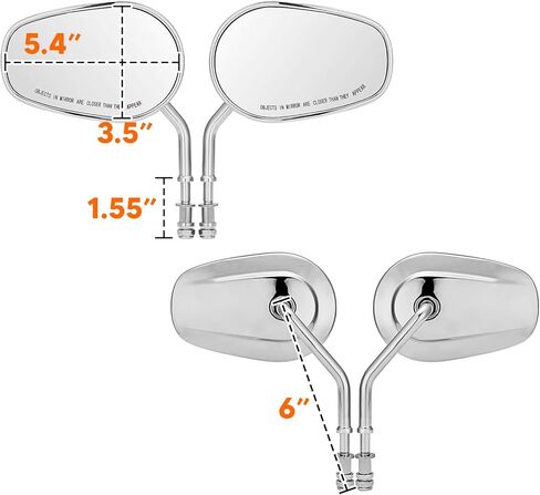 Mofun 8mm Black Mirrors Tapered Rear Mirror Compatible with Harley Softail Dyna Road King Street Glide Electra Road Glide Sportster 1982-2025 in Saudi Arabia