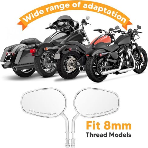 Mofun 8mm Black Mirrors Tapered Rear Mirror Compatible with Harley Softail Dyna Road King Street Glide Electra Road Glide Sportster 1982-2025 in Saudi Arabia