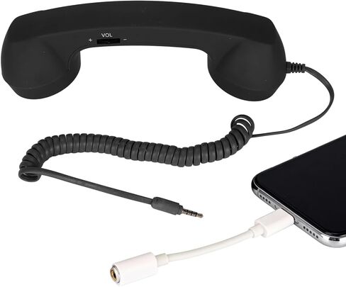 سماعة الهاتف المحمول USB C الإشعاع الرجعية سماعة الهاتف استقبال ميكروفون التوصيل والتشغيل مع مقبس 3.5 ملم للهواتف الذكية (أسود) in Saudi Arabia