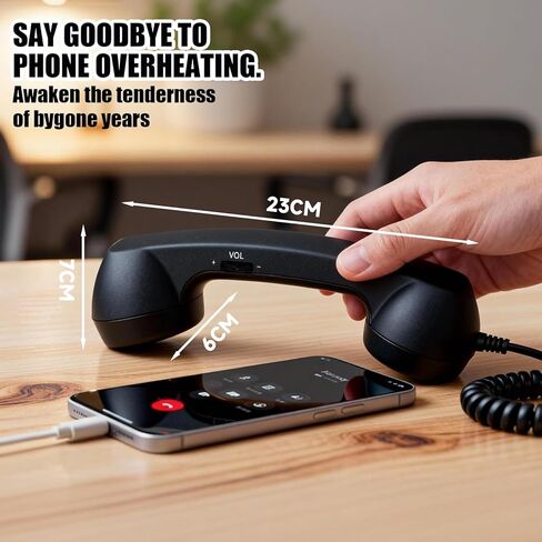 سماعة الهاتف المحمول USB C الإشعاع الرجعية سماعة الهاتف استقبال ميكروفون التوصيل والتشغيل مع مقبس 3.5 ملم للهواتف الذكية (أسود) in Saudi Arabia