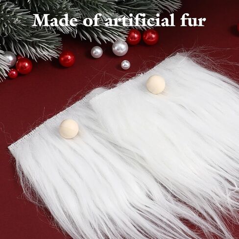 Cabilock 24PCS Pre-Cut Gnome Beard, Fake Beards with Wood Balls Kits, Faux Fur Costume Handmade Dwarf Making Supplies for Halloween Christmas Crafts, White in Kuwait