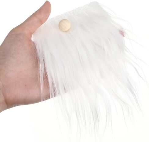 Cabilock 24PCS Pre-Cut Gnome Beard, Fake Beards with Wood Balls Kits, Faux Fur Costume Handmade Dwarf Making Supplies for Halloween Christmas Crafts, White in Kuwait