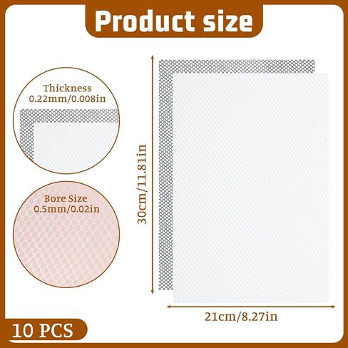 LXUEJIE 10 Pcs Fursuit Eyes Mesh 0.5mm, Plastic PVC Eye Mesh Sheets Waterproof Printable Meshs Sheet Blank Eye Meshs for Handicraft Making Mask Furry Cosplay Props Fursuit（11.81 x 8.27 in,White Black） in Saudi Arabia