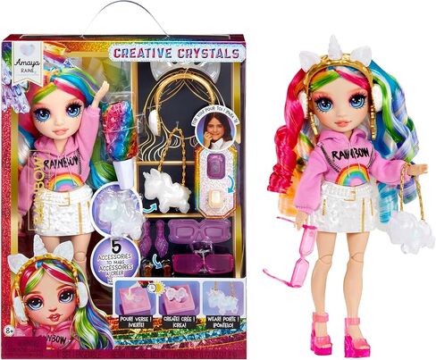 RAINBOW HIGH Creative Crystals Amaya - 28 cm Rainbow Model Doll with Crystal Accessory DIY Kit, Ring for You, Resin Game, Gift for 8+ Years, Non-Edible in Saudi Arabia