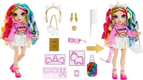RAINBOW HIGH Creative Crystals Amaya - 28 cm Rainbow Model Doll with Crystal Accessory DIY Kit, Ring for You, Resin Game, Gift for 8+ Years, Non-Edible in Saudi Arabia
