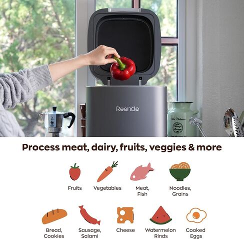 Reencle Prime Electric Composter - 14L Kitchen Composter, Decomposes Up to 2.2 lbs Food Waste Daily, Odorless Indoor Composting with Whisper-Quiet Technology & Rapid Decomposition (Silver) in Saudi Arabia