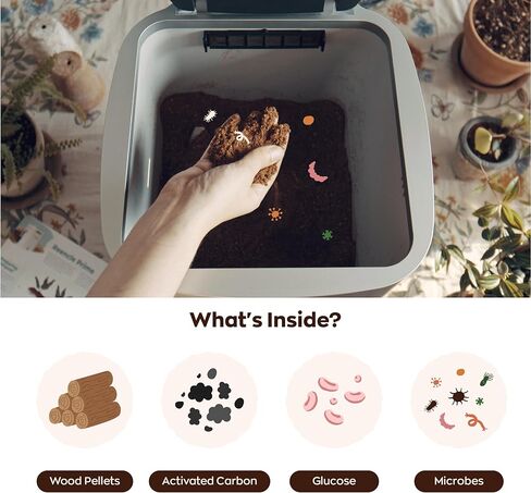 Reencle Prime Electric Composter - 14L Kitchen Composter, Decomposes Up to 2.2 lbs Food Waste Daily, Odorless Indoor Composting with Whisper-Quiet Technology & Rapid Decomposition (Silver) in Saudi Arabia