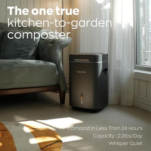 Reencle Prime Electric Composter - 14L Kitchen Composter, Decomposes Up to 2.2 lbs Food Waste Daily, Odorless Indoor Composting with Whisper-Quiet Technology & Rapid Decomposition (Silver) in Saudi Arabia