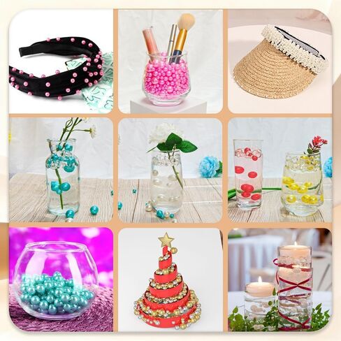 Elegant Vase Filler About 200 Crystal Clear Beads & ABS Simulated Pearls for Floral Arrangements, Wedding Centerpieces, and Home Deco (Red) in Kuwait