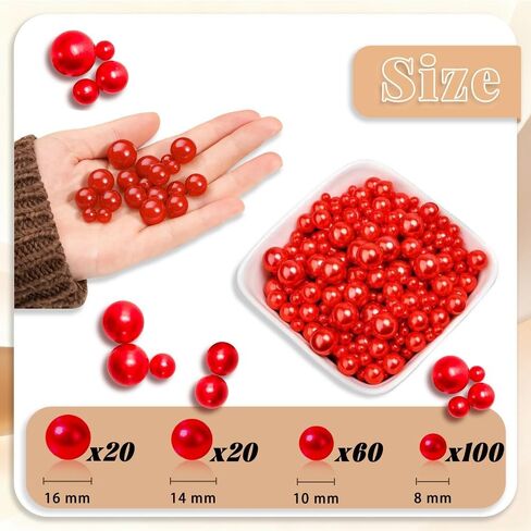 Elegant Vase Filler About 200 Crystal Clear Beads & ABS Simulated Pearls for Floral Arrangements, Wedding Centerpieces, and Home Deco (Red) in Saudi Arabia