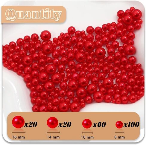Elegant Vase Filler About 200 Crystal Clear Beads & ABS Simulated Pearls for Floral Arrangements, Wedding Centerpieces, and Home Deco (Red) in Saudi Arabia