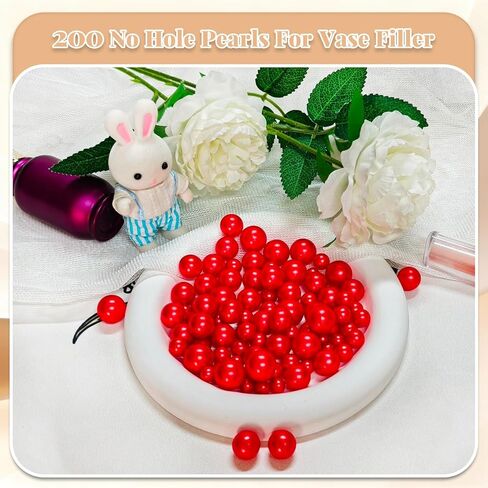 Elegant Vase Filler About 200 Crystal Clear Beads & ABS Simulated Pearls for Floral Arrangements, Wedding Centerpieces, and Home Deco (Red) in Saudi Arabia
