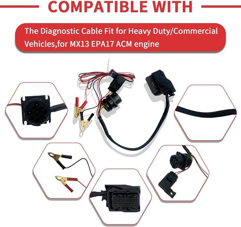 Diagnostic Cable Fit for Paccar MX13 EPA17 ACM,for Heavy Duty/Commercial Vehicles,Engine Diagnose Issues Wiring Harness in Saudi Arabia