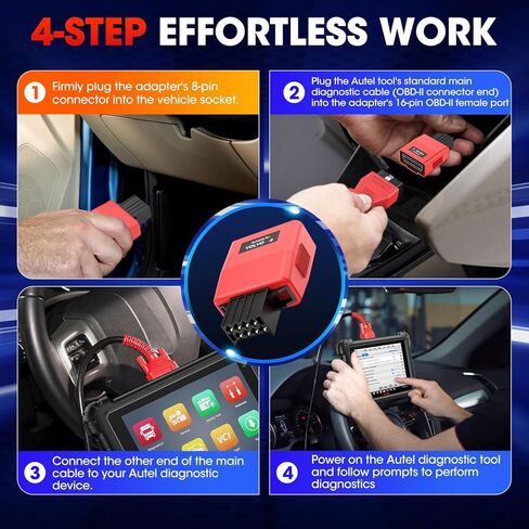 Autel Original MaxiSYS 8-Pin CV محول لفولفو، 8 دبابيس إلى Obd2 16 دبابيس لموصل كابل فولفو للطرق الوعرة، العمل مع Autel Heavy Duty Truck Scanner MS908CV MS908CV II MS909CV MS906CV MaxiFlash VCI in Saudi Arabia