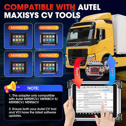 Autel Original MaxiSYS 8-Pin CV محول لفولفو، 8 دبابيس إلى Obd2 16 دبابيس لموصل كابل فولفو للطرق الوعرة، العمل مع Autel Heavy Duty Truck Scanner MS908CV MS908CV II MS909CV MS906CV MaxiFlash VCI in Saudi Arabia