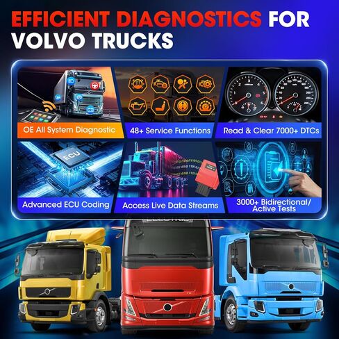 Autel Original MaxiSYS 8-Pin CV محول لفولفو، 8 دبابيس إلى Obd2 16 دبابيس لموصل كابل فولفو للطرق الوعرة، العمل مع Autel Heavy Duty Truck Scanner MS908CV MS908CV II MS909CV MS906CV MaxiFlash VCI in Saudi Arabia