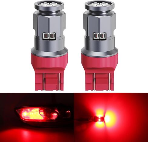 7443 7440 T20 LED لمبة حمراء فائقة السطوع لمصابيح الفرامل الخلفية، 7441 7444 7444NA W21W لأضواء إشارة الانعطاف الخلفية، حزمة من 2 in Kuwait