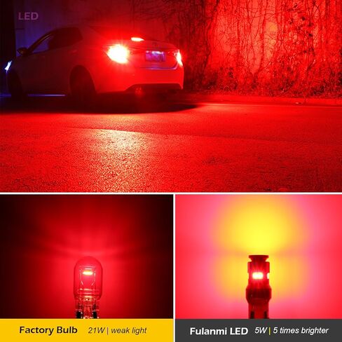 7443 7440 T20 LED لمبة حمراء فائقة السطوع لمصابيح الفرامل الخلفية، 7441 7444 7444NA W21W لأضواء إشارة الانعطاف الخلفية، حزمة من 2 in Kuwait
