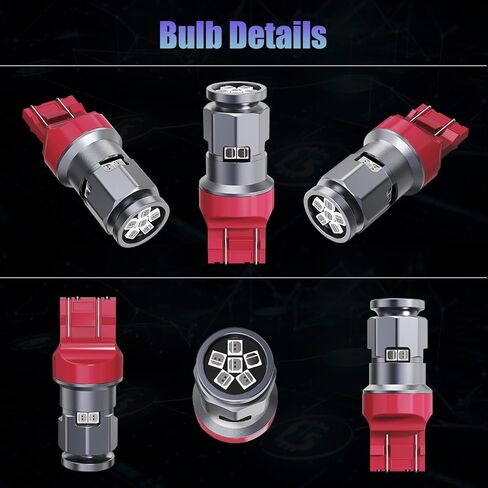 7443 7440 T20 LED لمبة حمراء فائقة السطوع لمصابيح الفرامل الخلفية، 7441 7444 7444NA W21W لأضواء إشارة الانعطاف الخلفية، حزمة من 2 in Kuwait