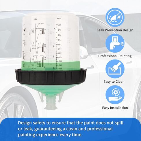 كوب مسدس رش الطلاء القابل للتصرف 600 مل لمسدس طلاء السيارات، مسدس طلاء رش الطلاء HVLP، 10 عبوات بحجم قياسي 20 أونصة طقم أكواب خلط الطلاء - 10 بطانات أكواب، 10 أغطية مع مصفاة، 1 كوب صلب in Kuwait