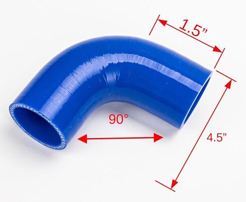 Silicone 90° Elbow Intake Hose with 2 T-Bolt Clamps – 1.75" Diameter, Black – 4-Ply Reinforced, High Temp, 200 PSI – Universal Turbo, Intercooler, Cold Air & Engine Applications in Saudi Arabia