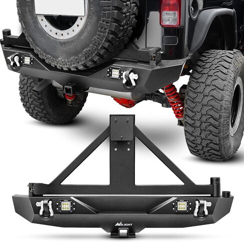 مجموعة Nilight الأمامية + الخلفية متوافقة مع 2007-2018 Jeep Wrangler JK، ممتص الصدمات الزاحف الصخري مع جهاز استقبال وصلة الجر وأضواء LED مطورة من Nilight على الطرق الوعرة باللون الأسود in Saudi Arabia