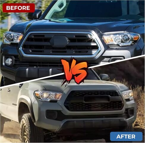 شواية أمامية لسيارة Toyota Tacoma SR/SR5/TRD 2016-2023، مجموعة شبكة المصد الأمامي متوافقة مع ملحقات تاكوما باللون الأسود غير اللامع in Saudi Arabia