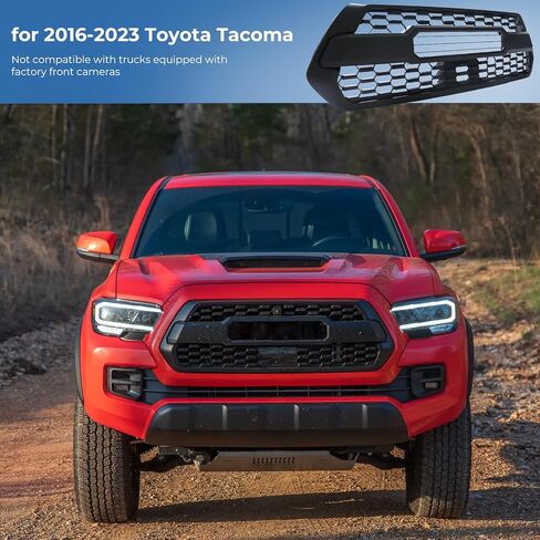 شواية أمامية لسيارة Toyota Tacoma SR/SR5/TRD 2016-2023، مجموعة شبكة المصد الأمامي متوافقة مع ملحقات تاكوما باللون الأسود غير اللامع in Saudi Arabia