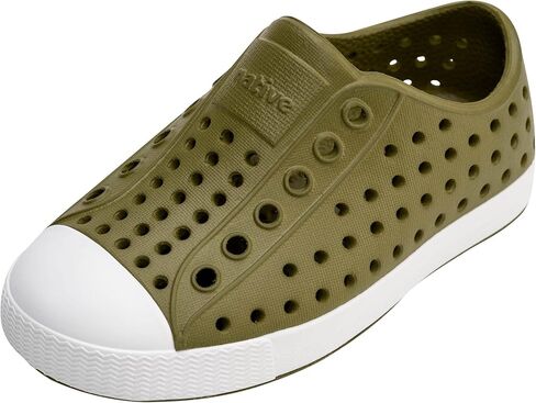 Native Shoes Kids Jefferson (Toddler/Little Kid) - EVA Upper and Lining - Perforations for Temperature Control Rookie Green/Shell White 8 Toddler M in Saudi Arabia