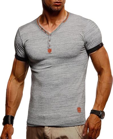LEIF NELSON Men's Modern Basic T-Shirt with Buttons Shortsleeve Sweatshirt Polo Sweater Jacket Slim Fit LN1390 in Saudi Arabia