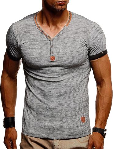 LEIF NELSON Men's Modern Basic T-Shirt with Buttons Shortsleeve Sweatshirt Polo Sweater Jacket Slim Fit LN1390 in Saudi Arabia