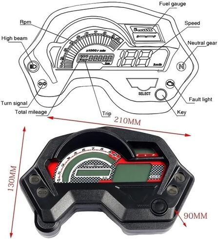 Motorcycle Speedometer Motorcycle Tachometer Tachometer Dashboard Gauge Motorbike for FZ16 FZ 16 Accessories Dual Odometer Tachometer in Saudi Arabia