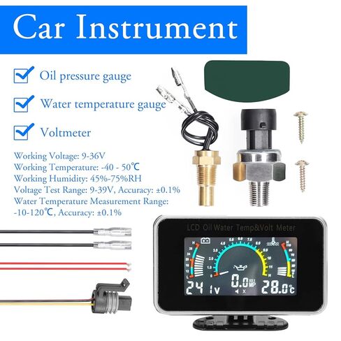 Acouto 3 في 1 سيارة LCD متر الرقمية ضغط الزيت الجهد مقياس درجة حرارة الماء أداة عالمية 9 36 فولت لسيارة شاحنة SUV RV in Kuwait